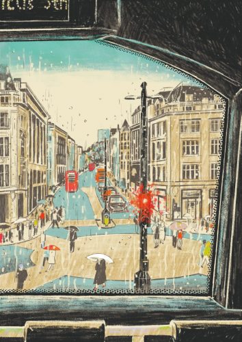 A Rainy Day in London -Seen from the Double Decker